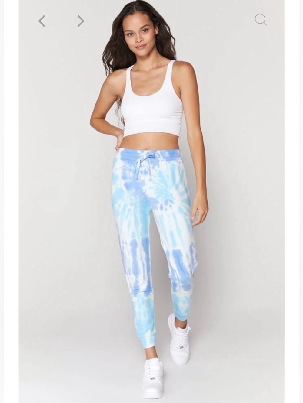 Spiritual Gangster Muse Tie Die Joggers, Blue and White Aruba, Small